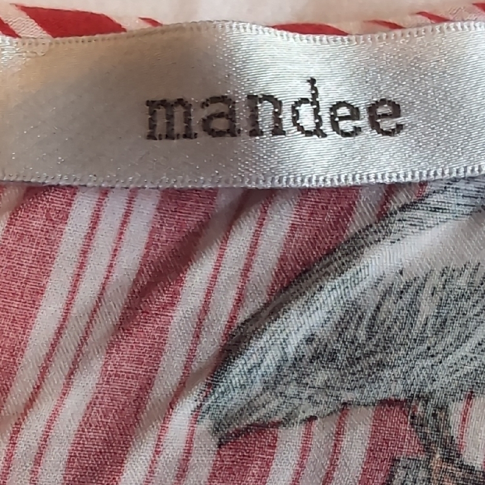 Mandee Red and White Striped Blouse with Bird Print Large - Picture 2 of 14